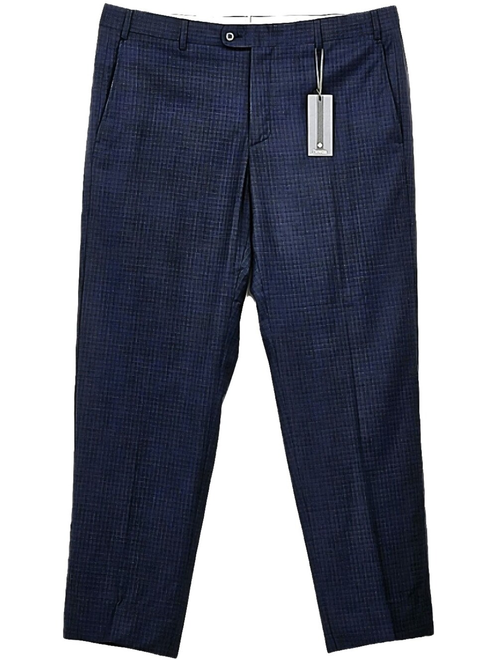 NWT Zanella Devon Wool Dress Pants Mens 36 Navy Microcheck Italy Tailored $325